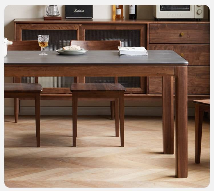 Black Walnut, Sandalwood Solid Wood Rock Slab Dining Table