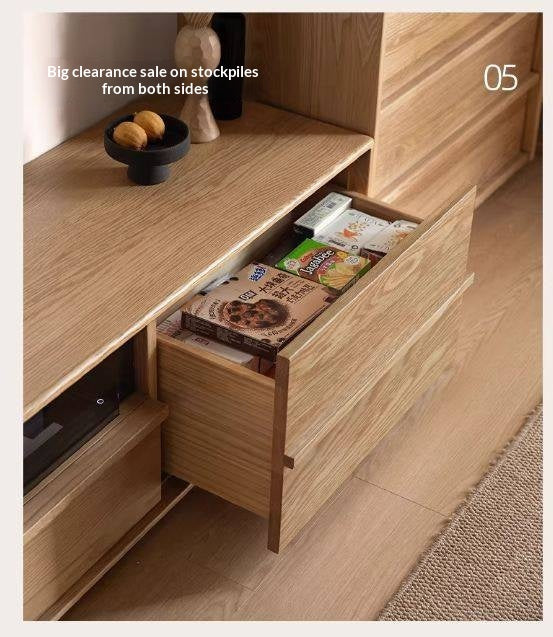 White Oak, Ash Solid Wood Wabi-sabi Style TV Cabinet