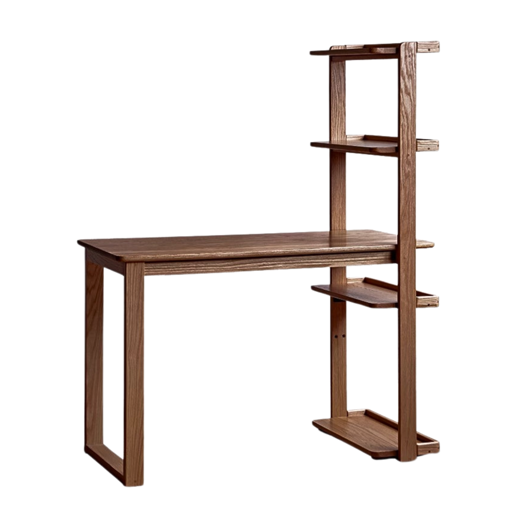 Oak Solid wood corner desk bookshelf integrated-