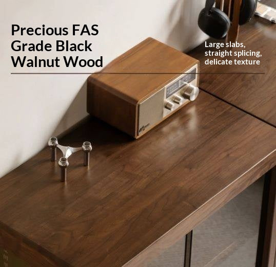 Black Walnut Solid Wood display side cabinet with drawers