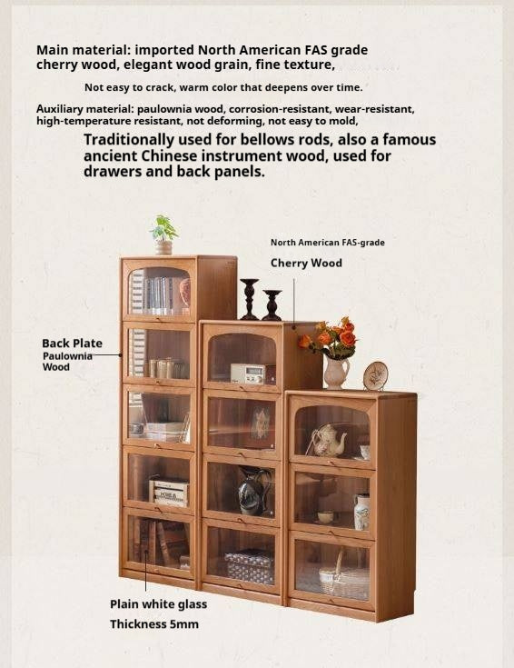 Cherry Solid Wood Ancient Style Floor Bookcase