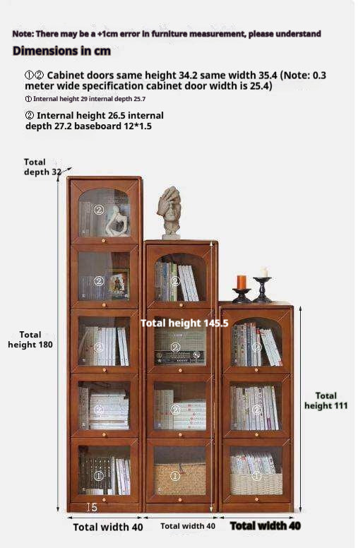 Poplar Solid Wood French Retro Glass Flip Door Bookcase