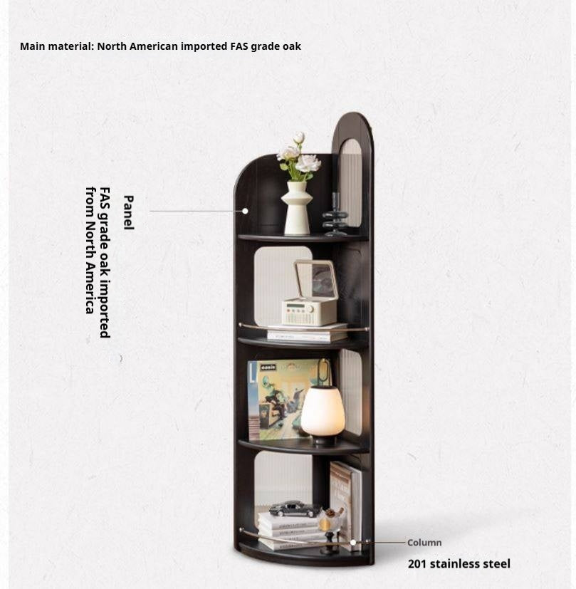 Oak Solid Wood Bauhaus Style Corner Bookshelf