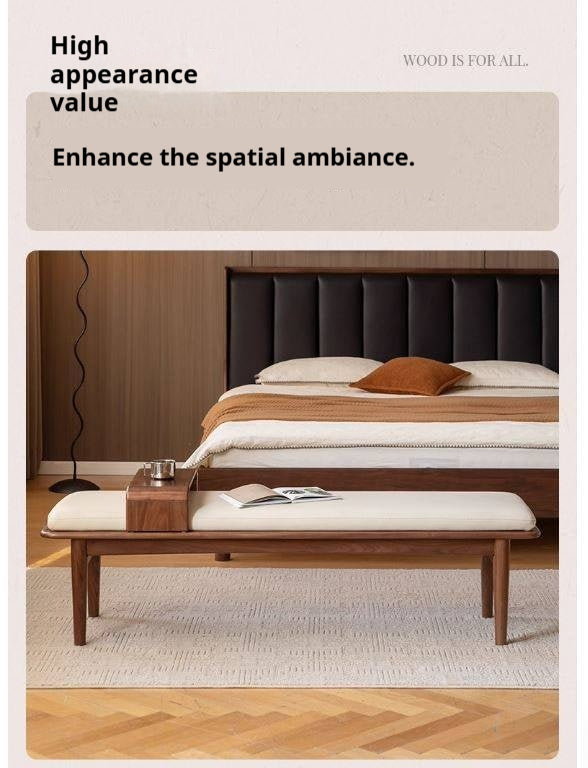 Black Walnut, Oak Solid Wood Soft Packed Bench