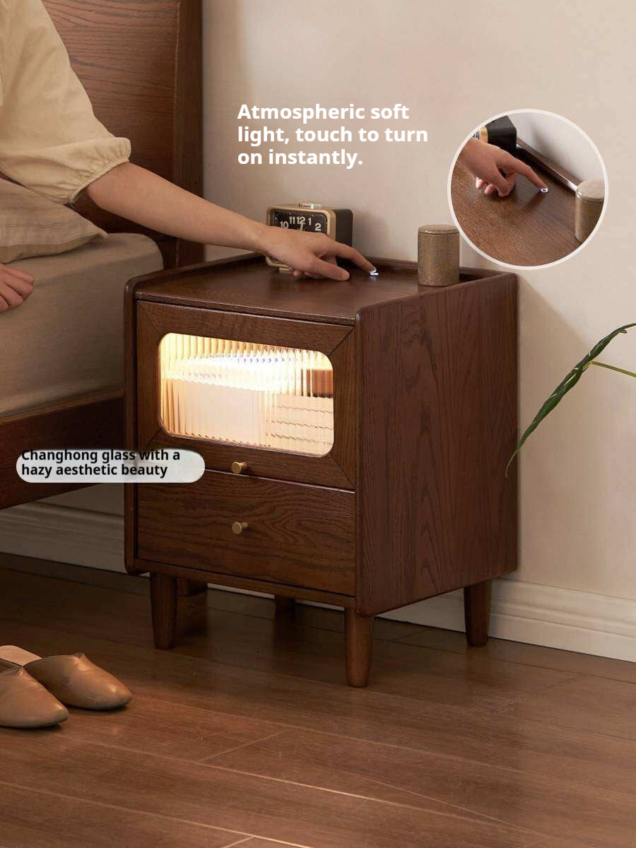 Solid Longan Hardwood, Oak Solid Wood Modern Style Nightstand