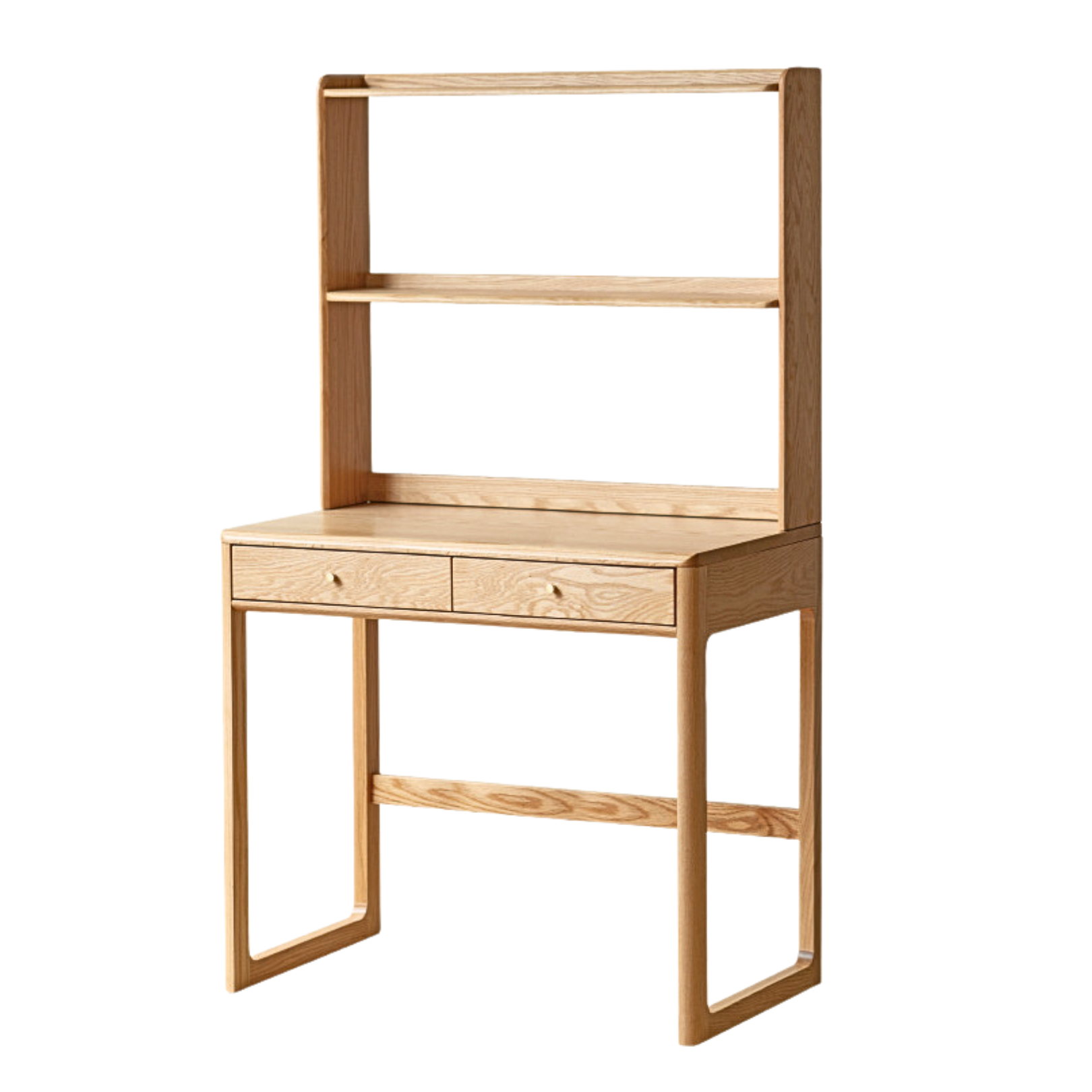 Oak Solid Wood Desk Bookshelf