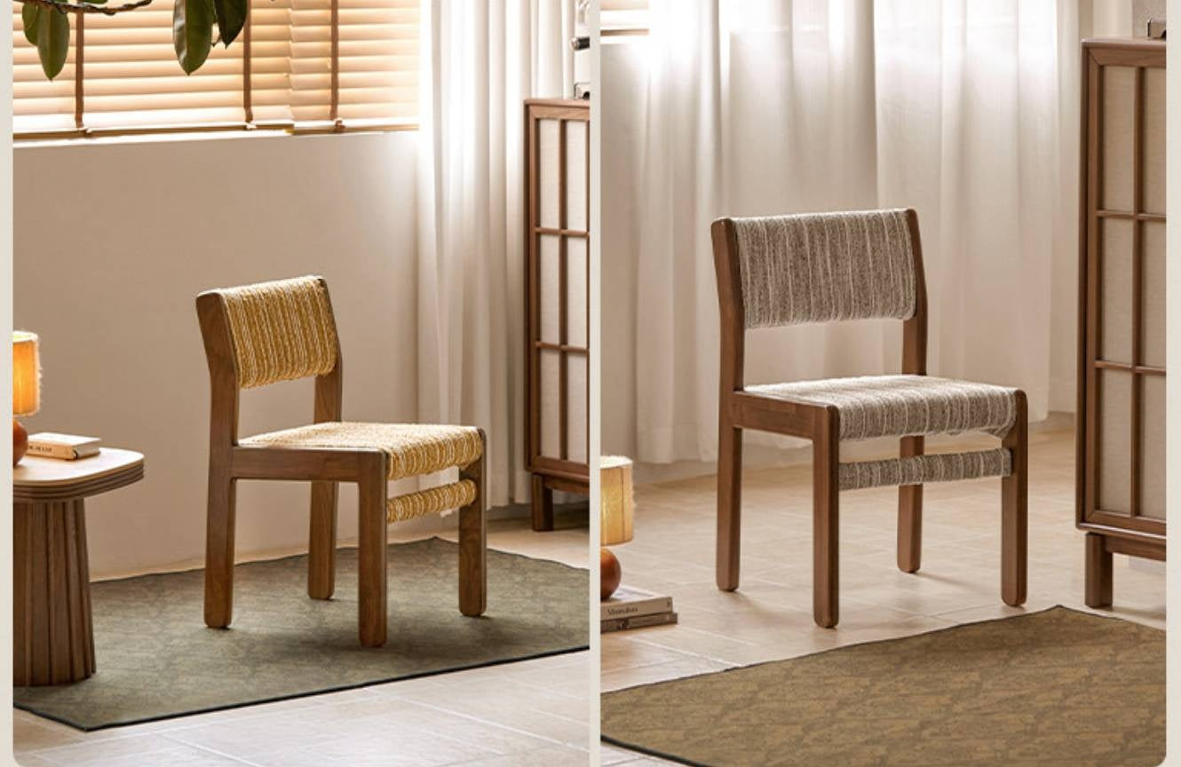 4 pcs -Black Walnut, Oak Solid Wood Modern Minimalist Block-Leg Dining Chair