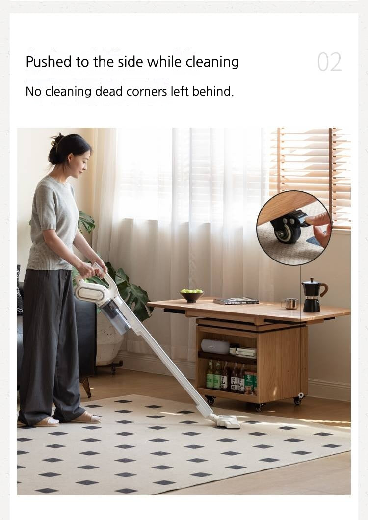 Oak Solid Wood Modern Mobile Elevating Coffee Table