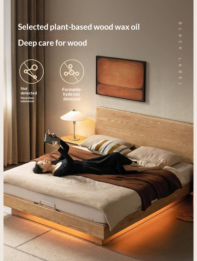 Ash Solid Wood Electric Storage Box Bed — Modern Minimalist Design