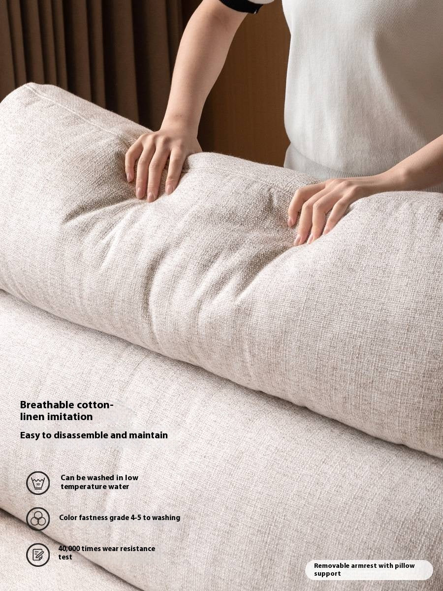 Oak Solid Wood Fabric imitation cotton and linen Sofa