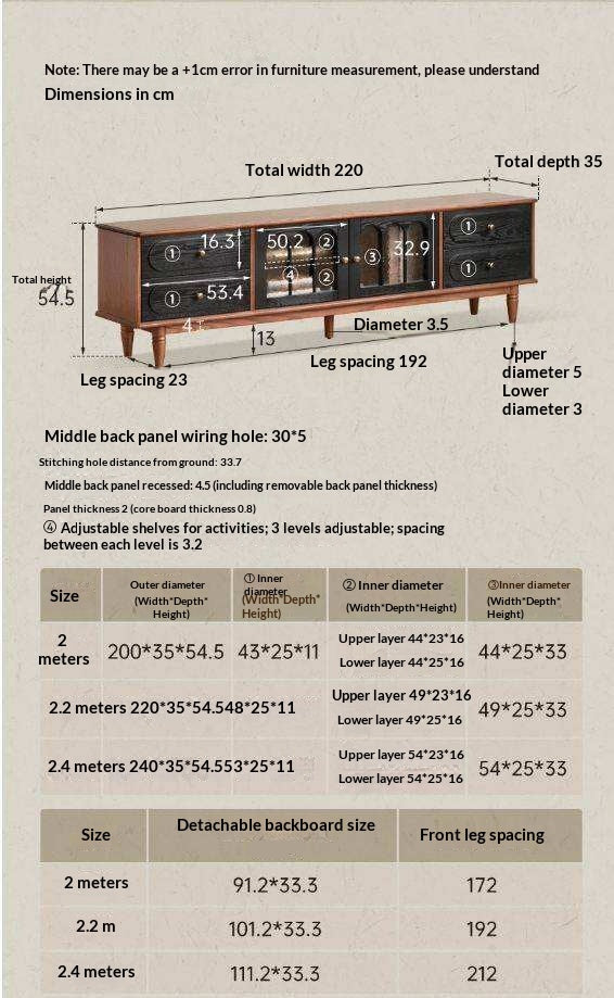 Black Walnut, Ash Solid Wood TV Cabinet with Integrated Storage, Vintage Style Floor Cabinet
