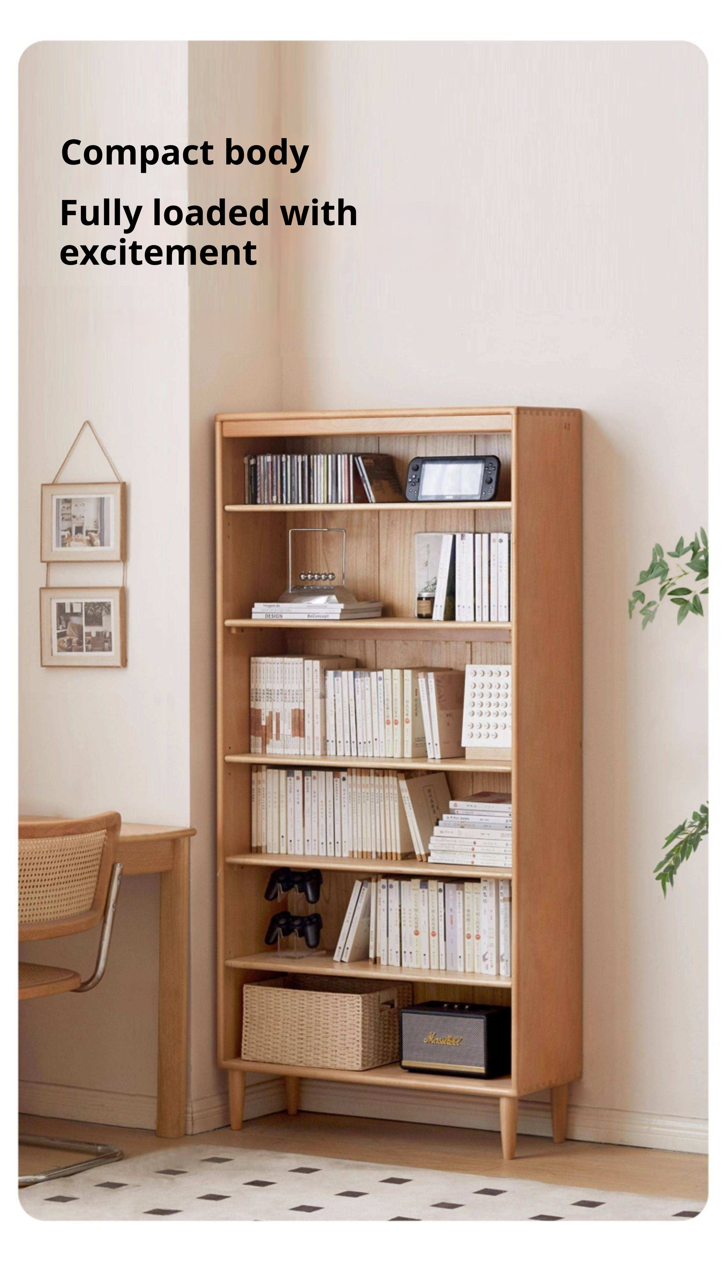 Beech Solid Wood Bookshelf Combination, Open Storage Cabinet