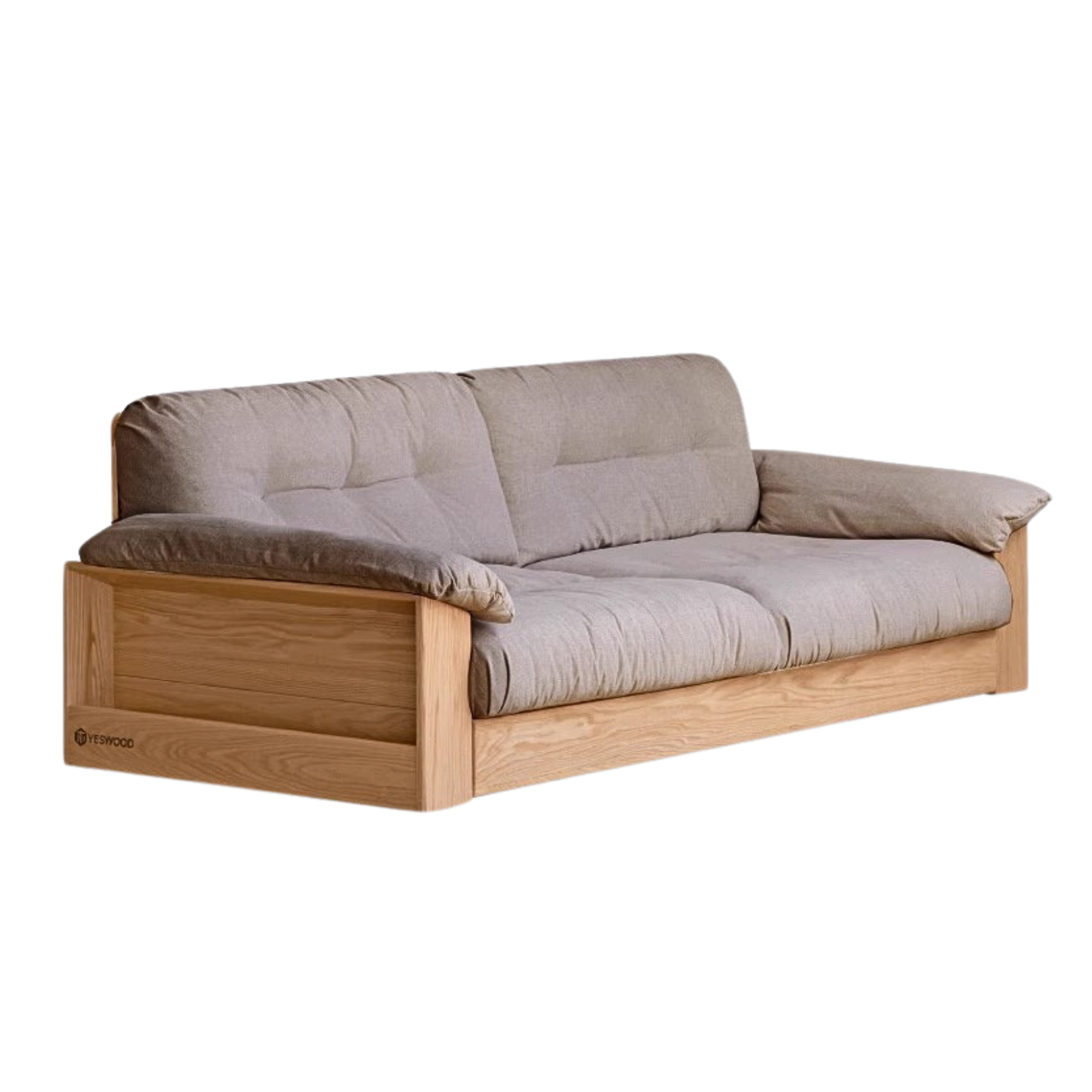 Oak Solid Wood Floor Storage Sofa, goose down :