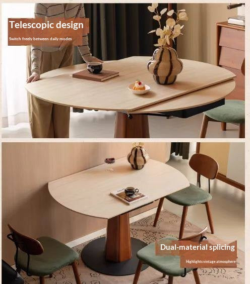 Tulipwood Solid Wood Rock Plate Round Table with Folding Feature