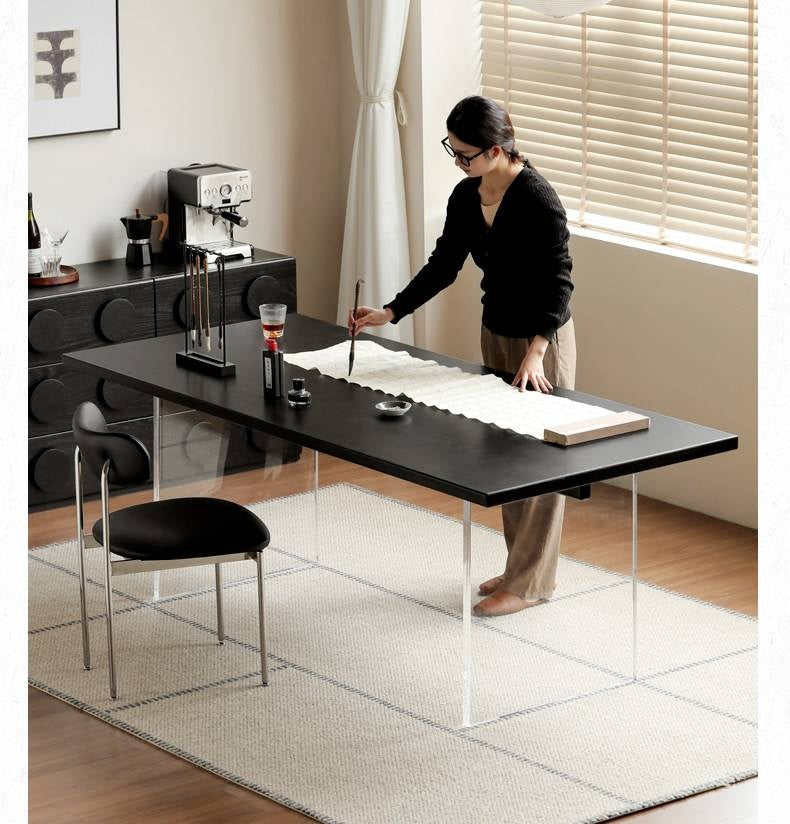 Ash Solid Wood Suspended wabi-sabi style black Dining Table