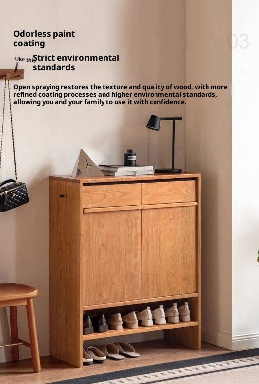 Cherry Solid Wood Modern Shoe Cabinet