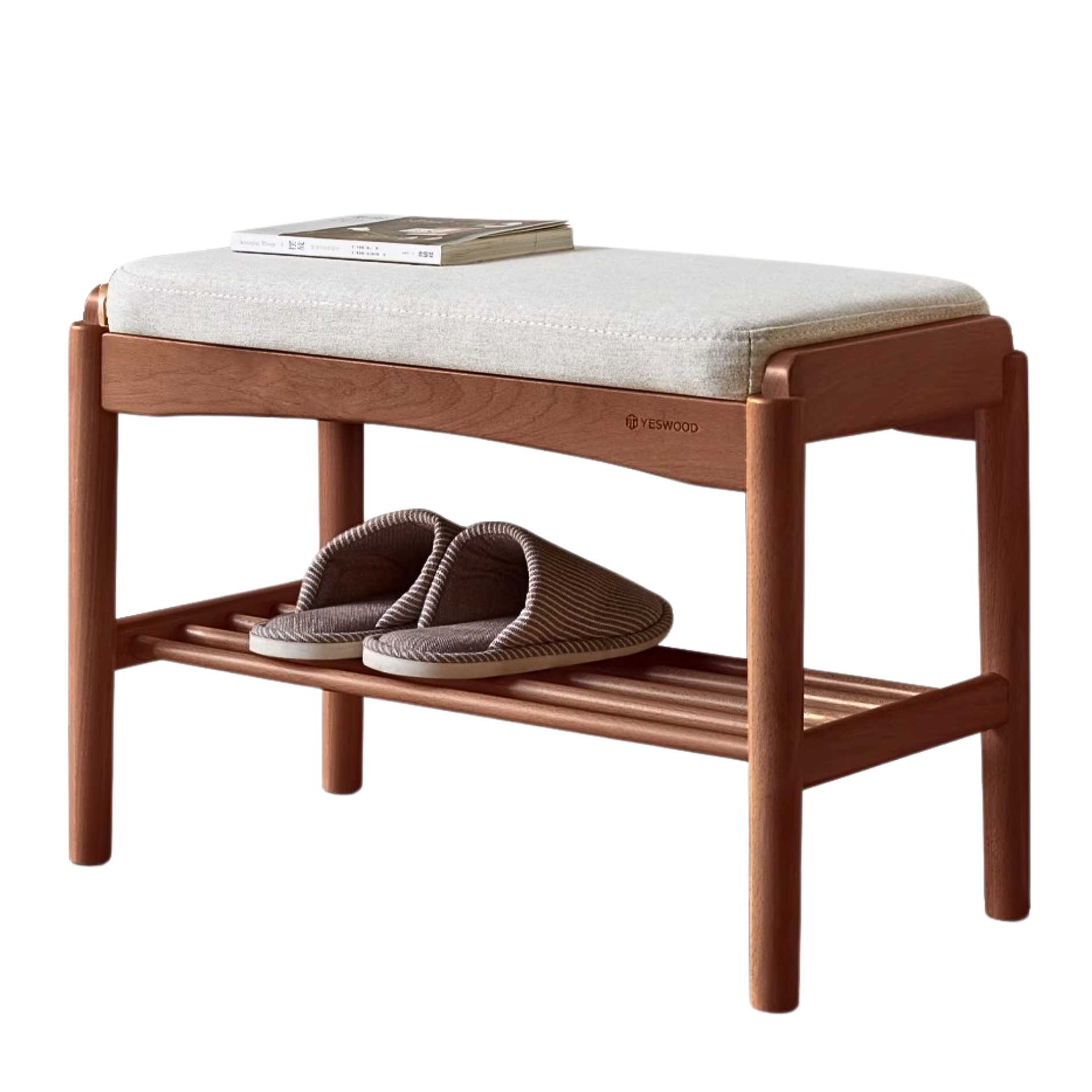 Beech, Cherry, Back walnut, Oak solid wood Shoe Storage Bench: