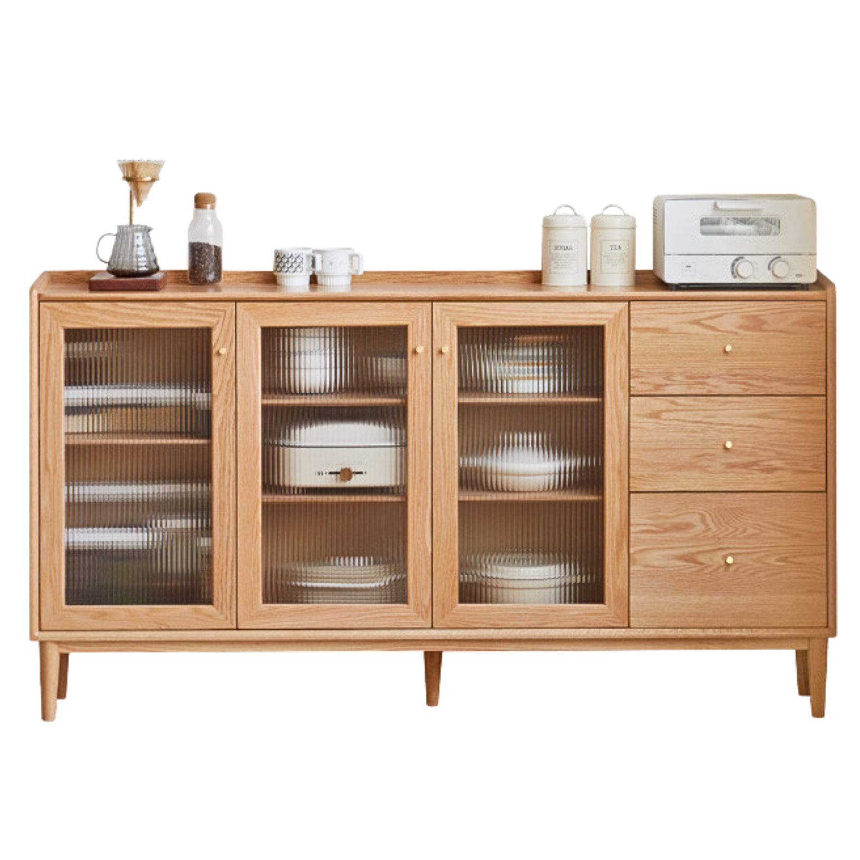 Oak, Black walnut, Cherry solid wood ultra-thin sideboard Sliding Door: