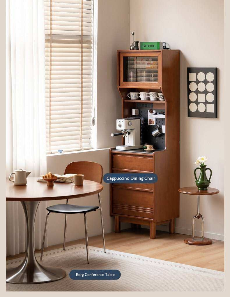 Poplar Solid Wood Vintage Style Sideboard with Dining Room Storage