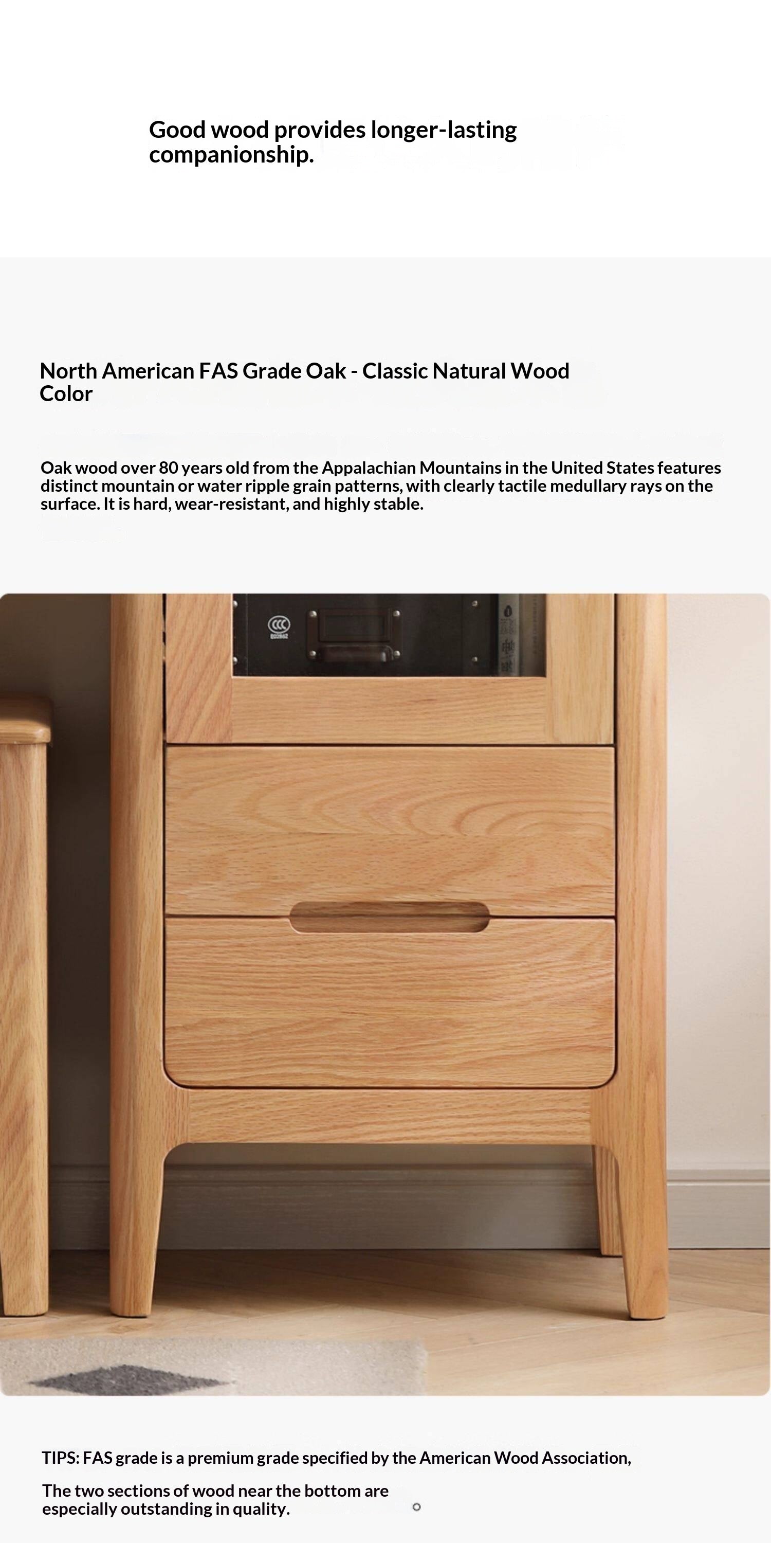 Oak Solid Wood Nordic Side Cabinet