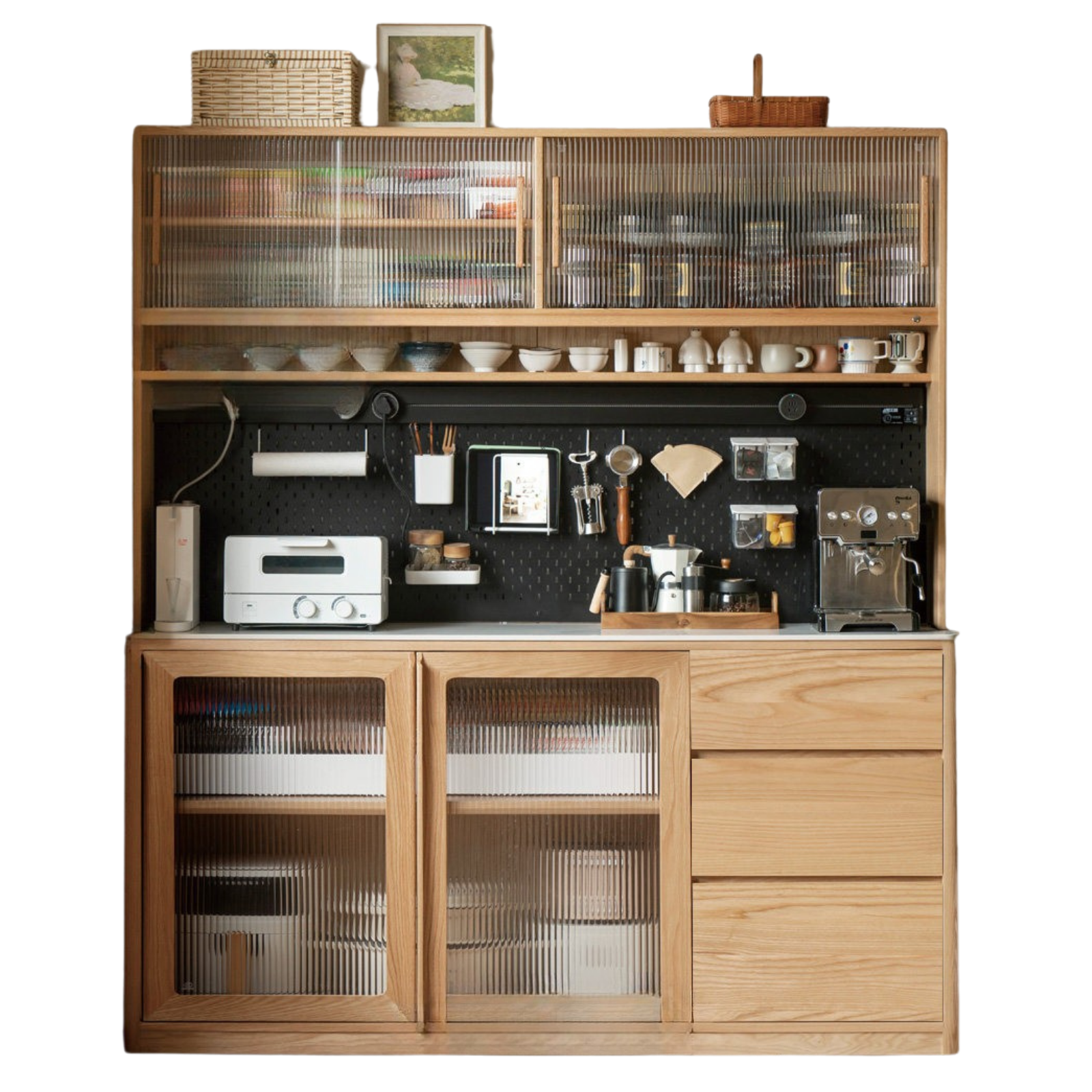 Ash Solid Wood White Wax Rock Plate Sideboard