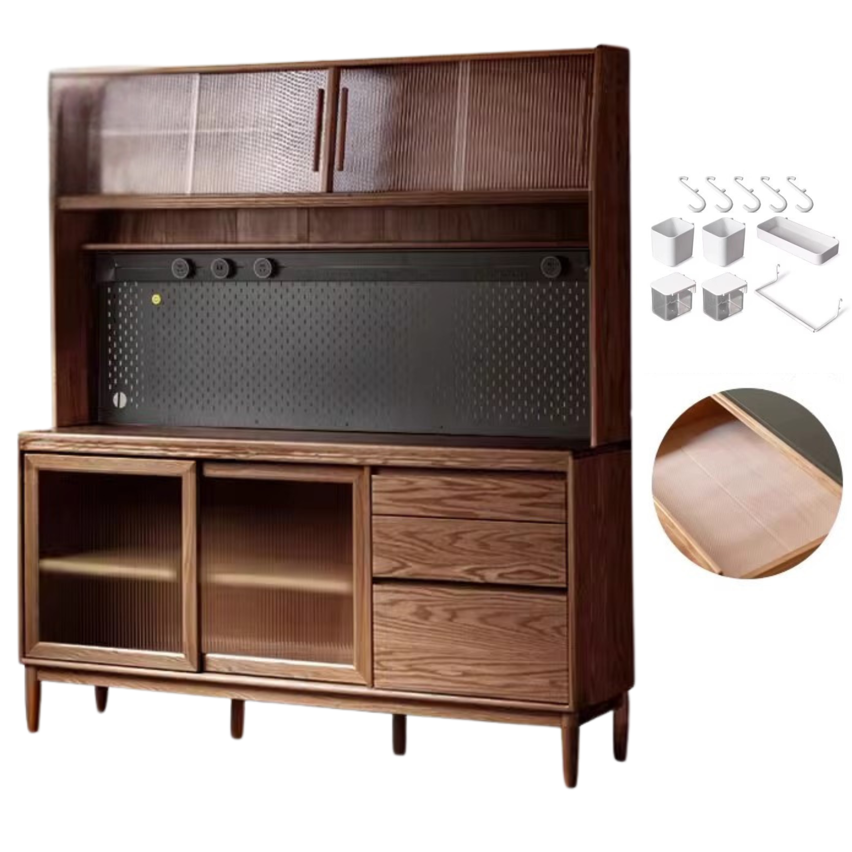 Oak Solid Wood Large Capacity Storage Sideboard,