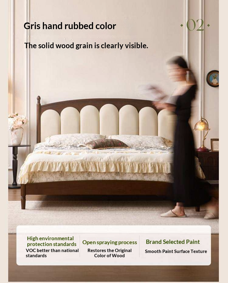 Ash Solid Wood Arched Channel Tufted Platform Bed with Turned Posts