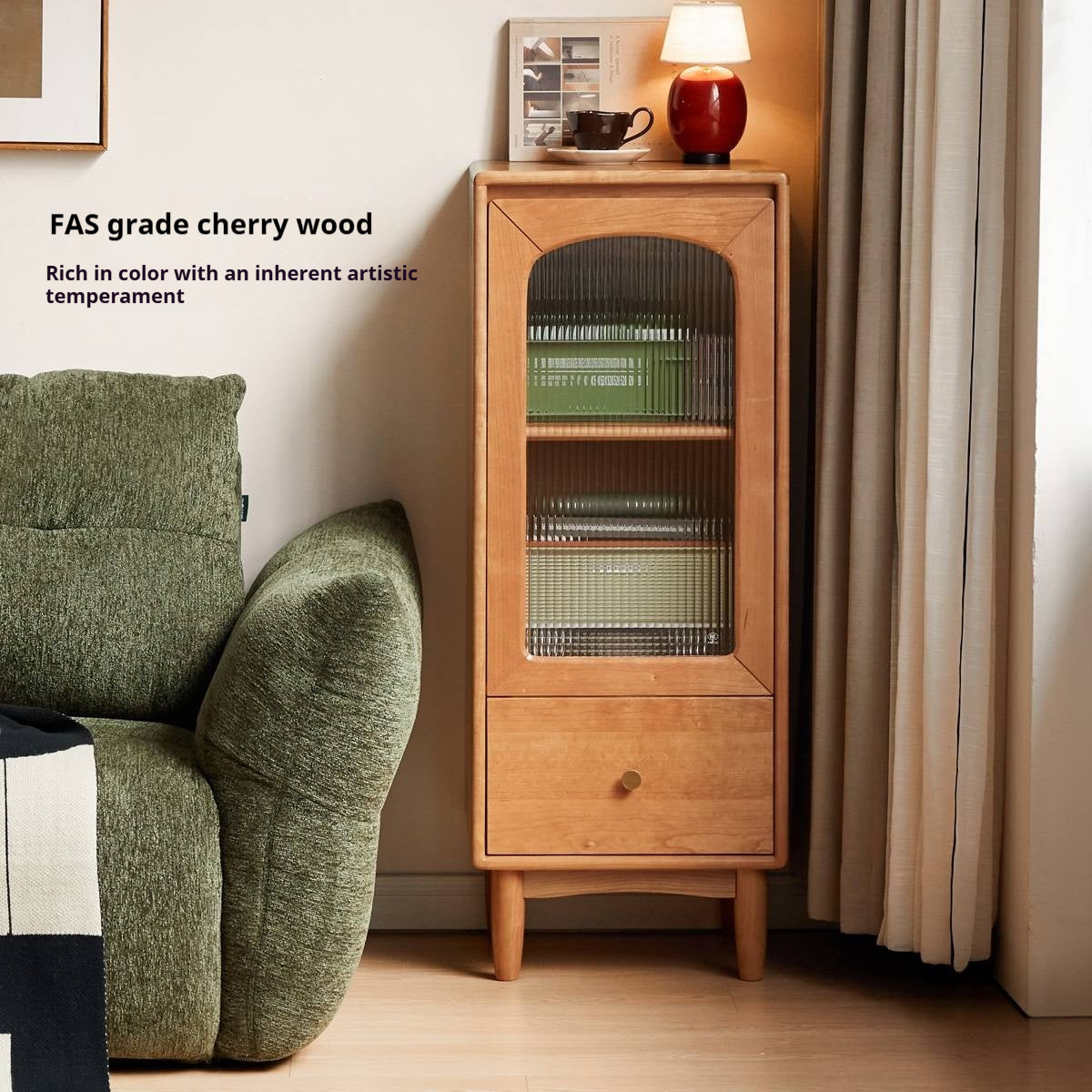 Cherry Solid Wood Vintage Style Side Cabinet