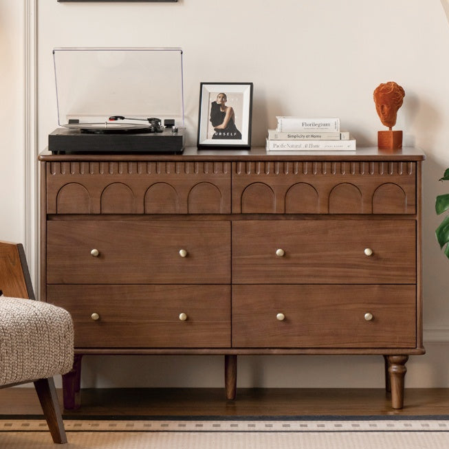 Black Walnut Solid Wood Cabinet French Retro Storage Cabinet