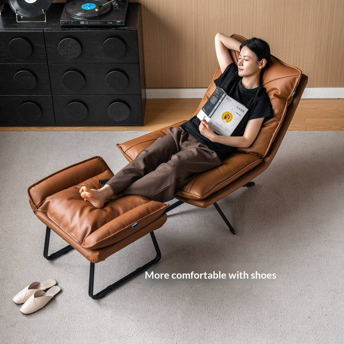 Organic Leather 360° Swivel Lounge Chair
