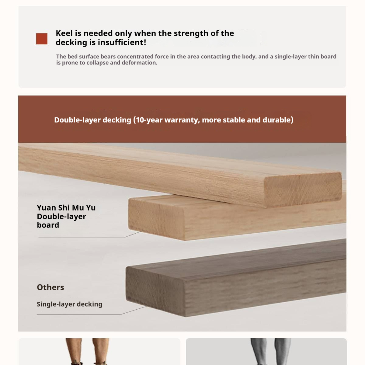 Rubberwood Solid Wood Bauhaus Platform Bed with Adjustable Headboard and Stainless Steel Legs