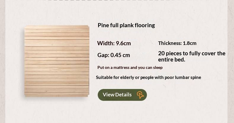 Rubberwood Solid Wood Bed — French Vintage Style, Large Slab Bed