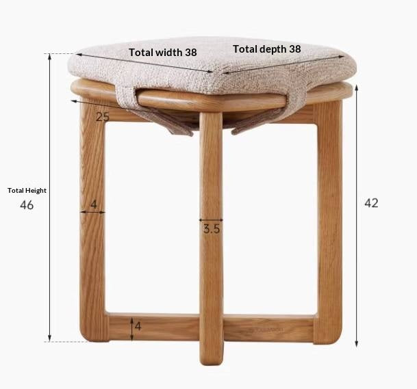 Oak Solid Wood, Rubberwood Solid Modern Simple Makeup Stool