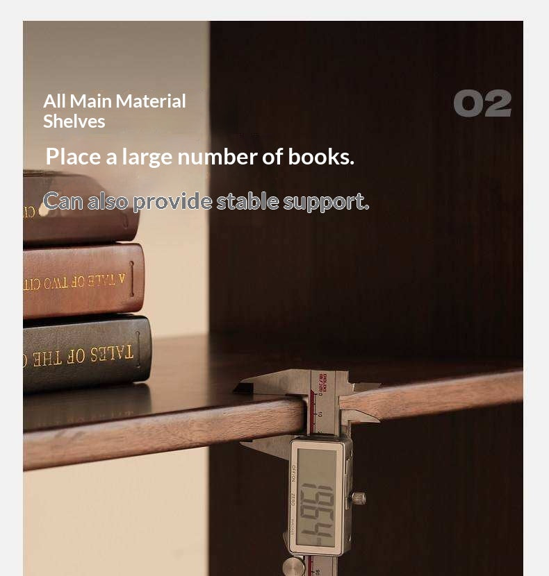 Black Walnut Solid Wood Bookshelf with Combination Storage and Display Shelves