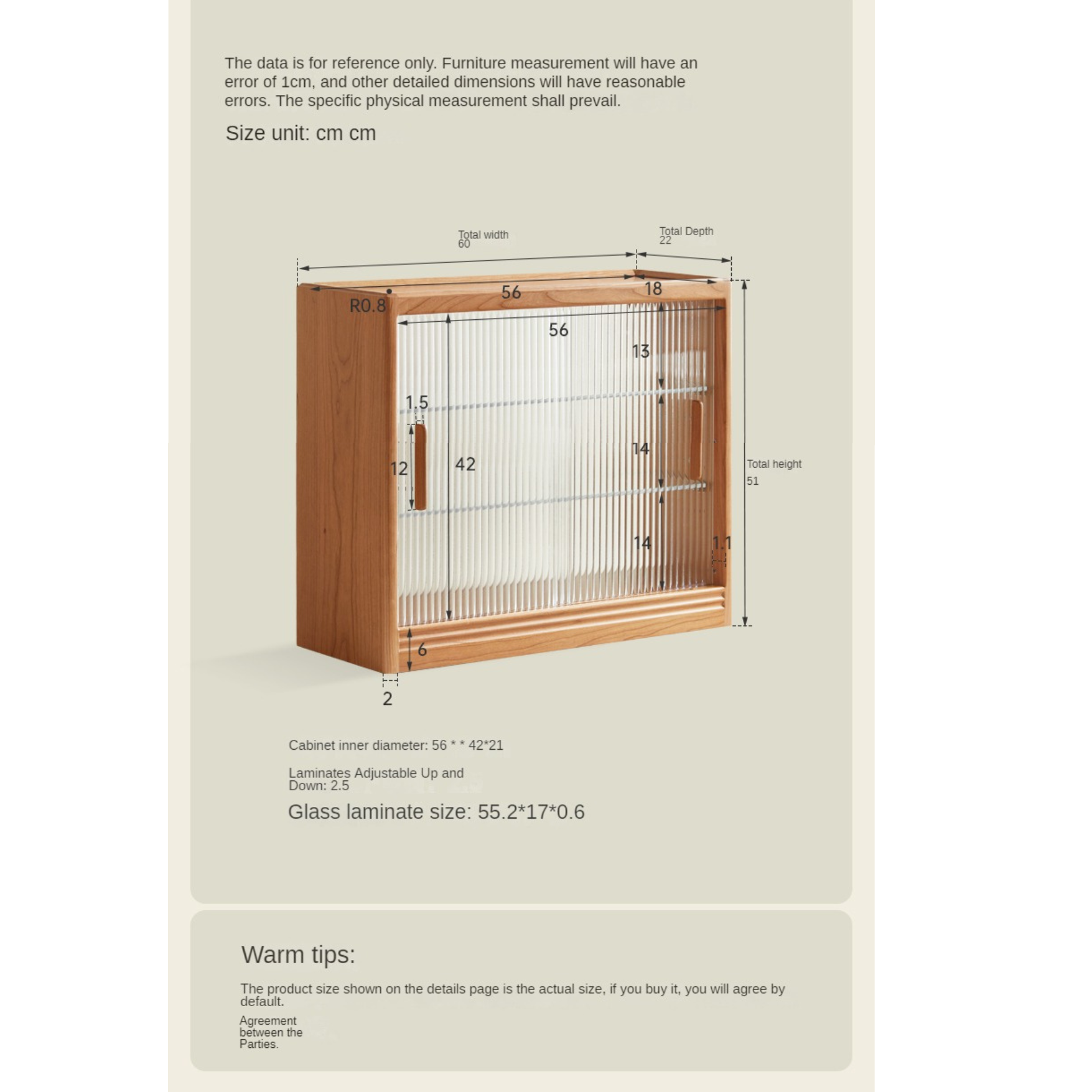 Cherry Solid Wood Glass Sliding Door Storage Cabinet,