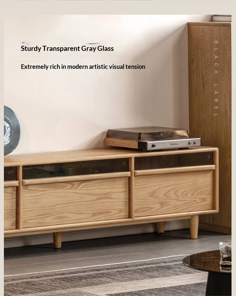 Ash Solid Wood Floor TV Cabinet