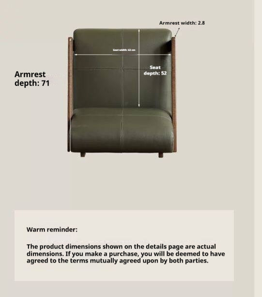 Oak Solid Wood Genuine Leather Accent Chair , Utrecht-Inspired Design