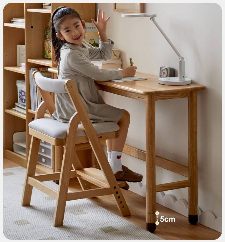 Oak Solid Wood Lifting Study Table Narrow Kids Desk
