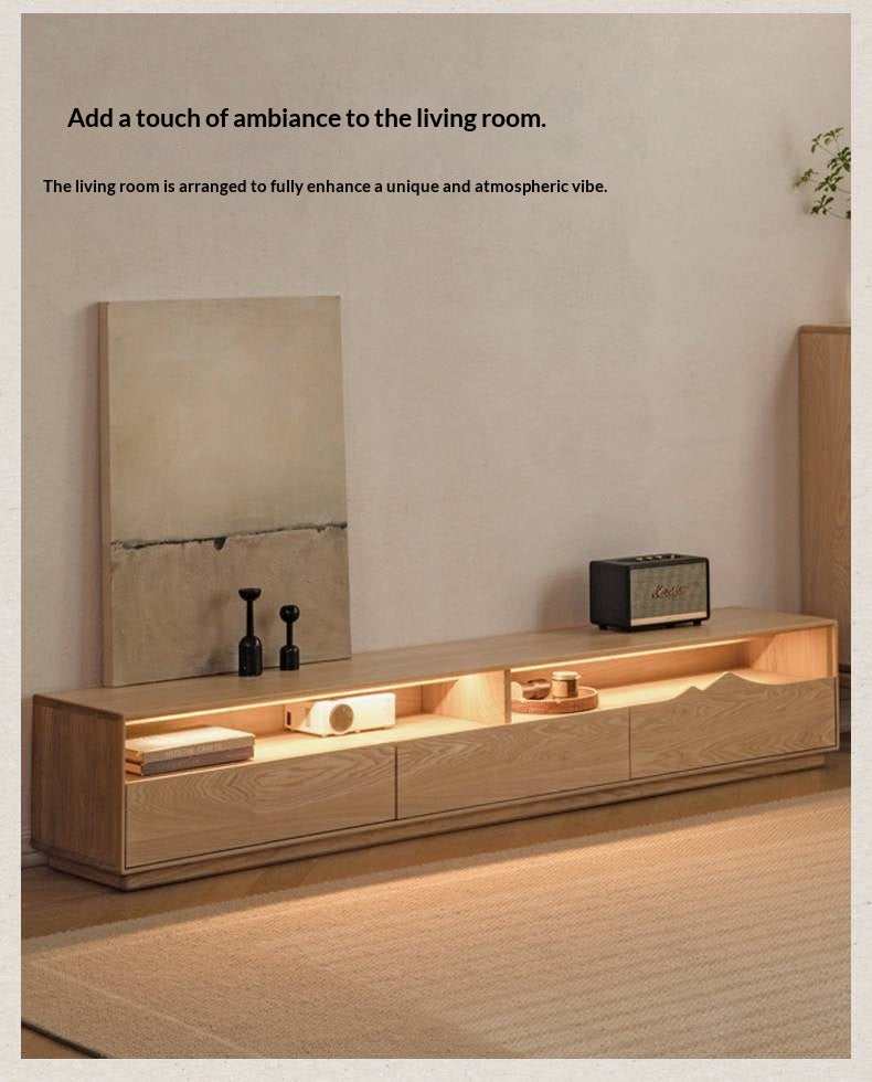 Ash Solid Wood Floor TV Storage Cabinet.