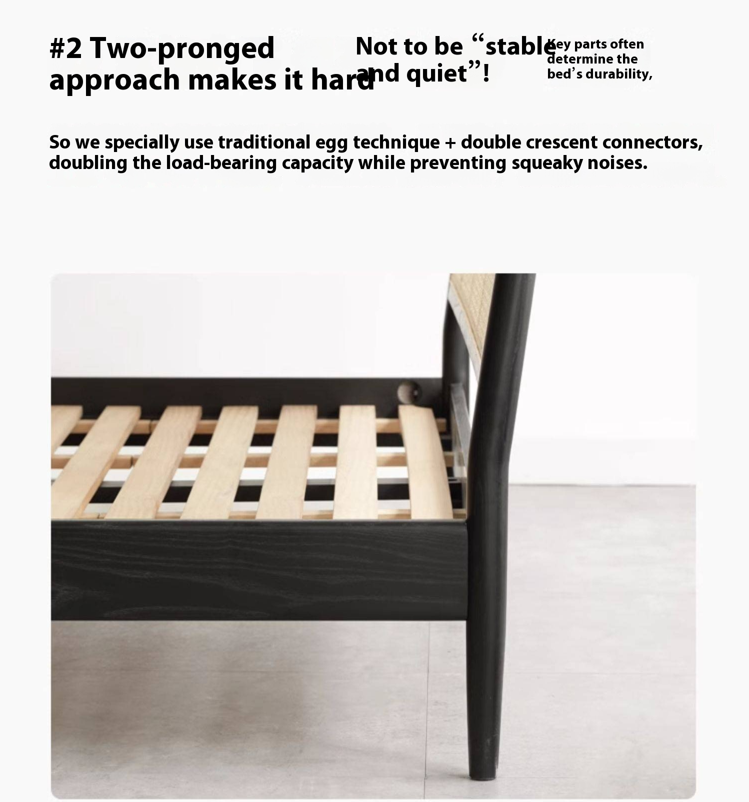 Oak Solid Wood Black Rattan bed