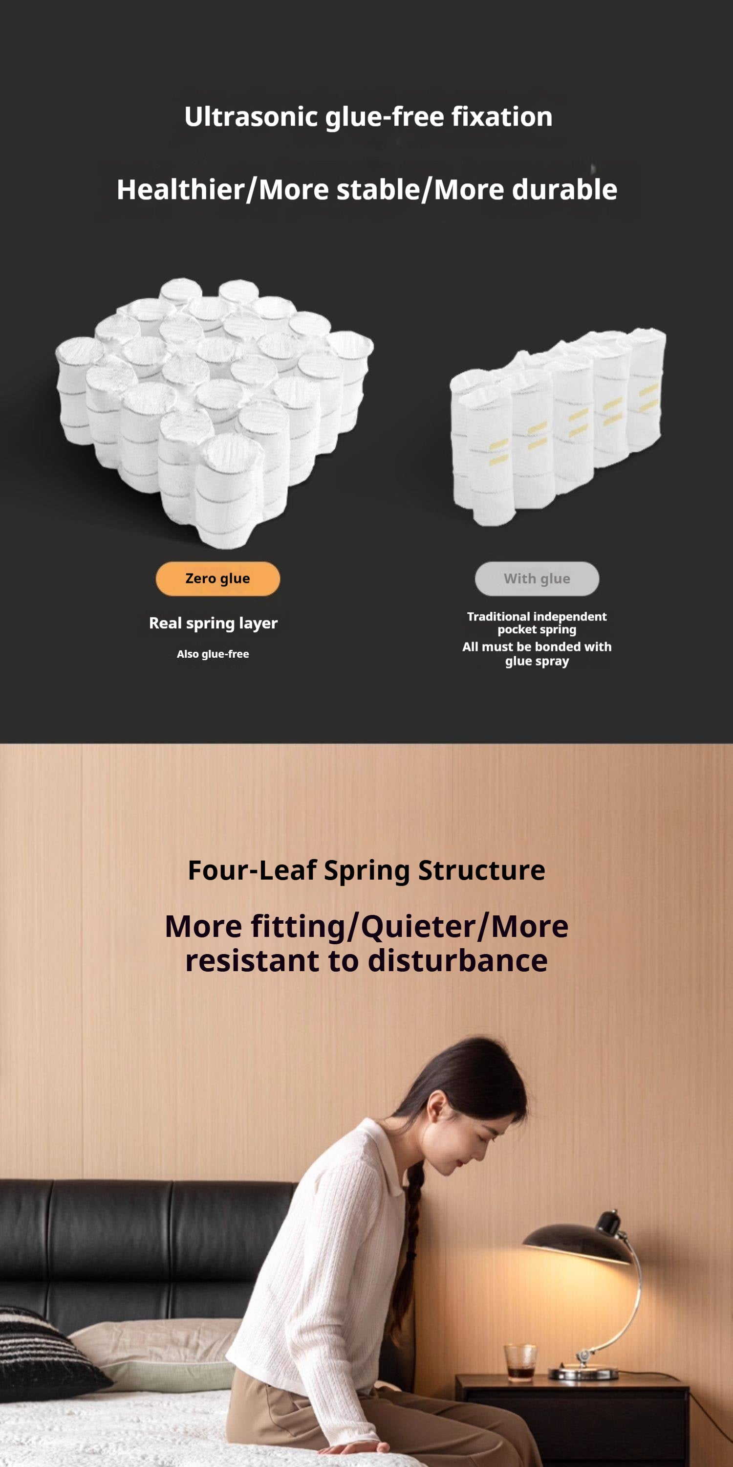 Glue-Free Mattress Made Of Imported Natural Latex, With Air Fiber Filling And Spring Support, A Soft Mattress For Back Protection 24 cm