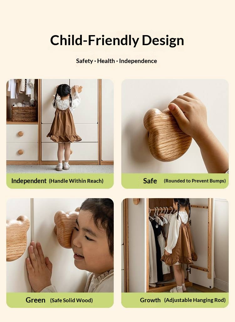Oak Solid Wood Kids Wardrobe Combination