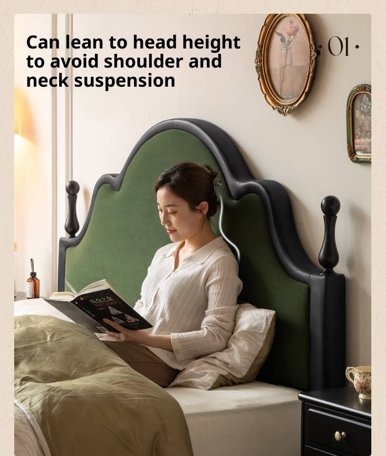 Fabric Soft Velvet Bed French Retro Style