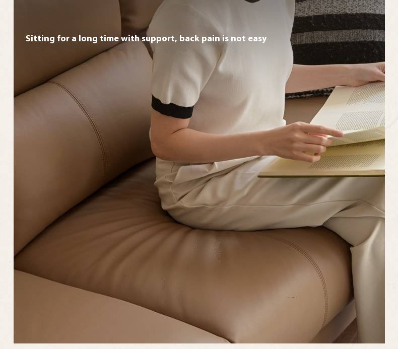 Genuine Leather High-Back Modern Sofa