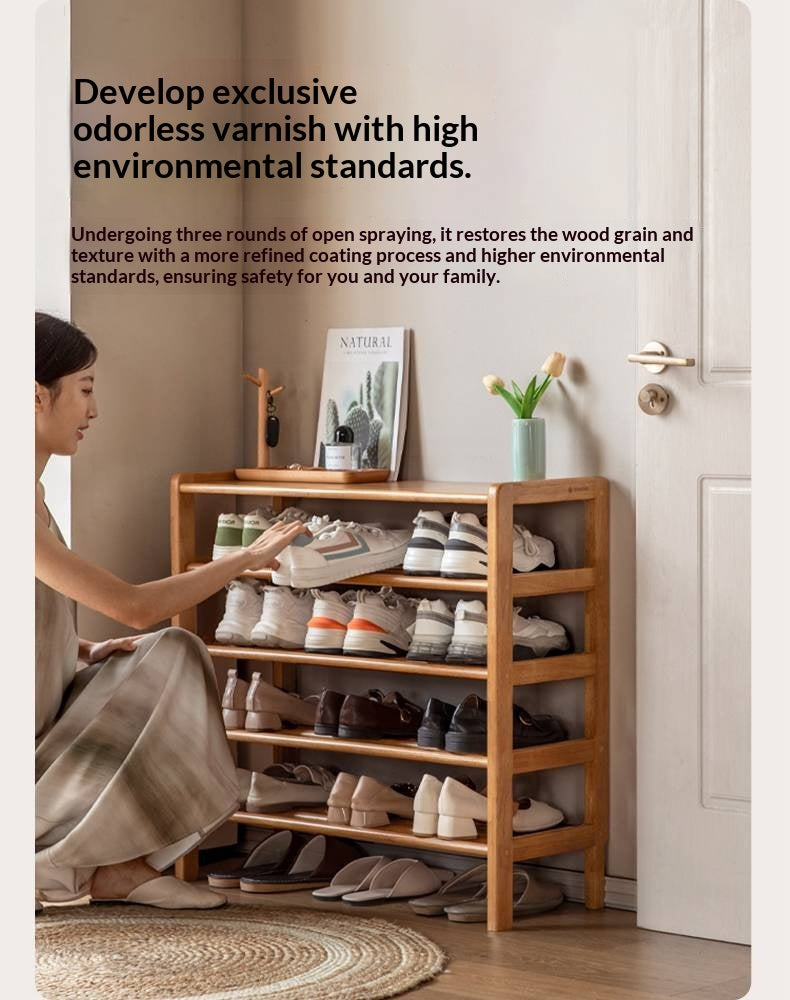 Solid RubberWood Multi-Tiered Shoe Rack For Shoes, Clothes And Hats