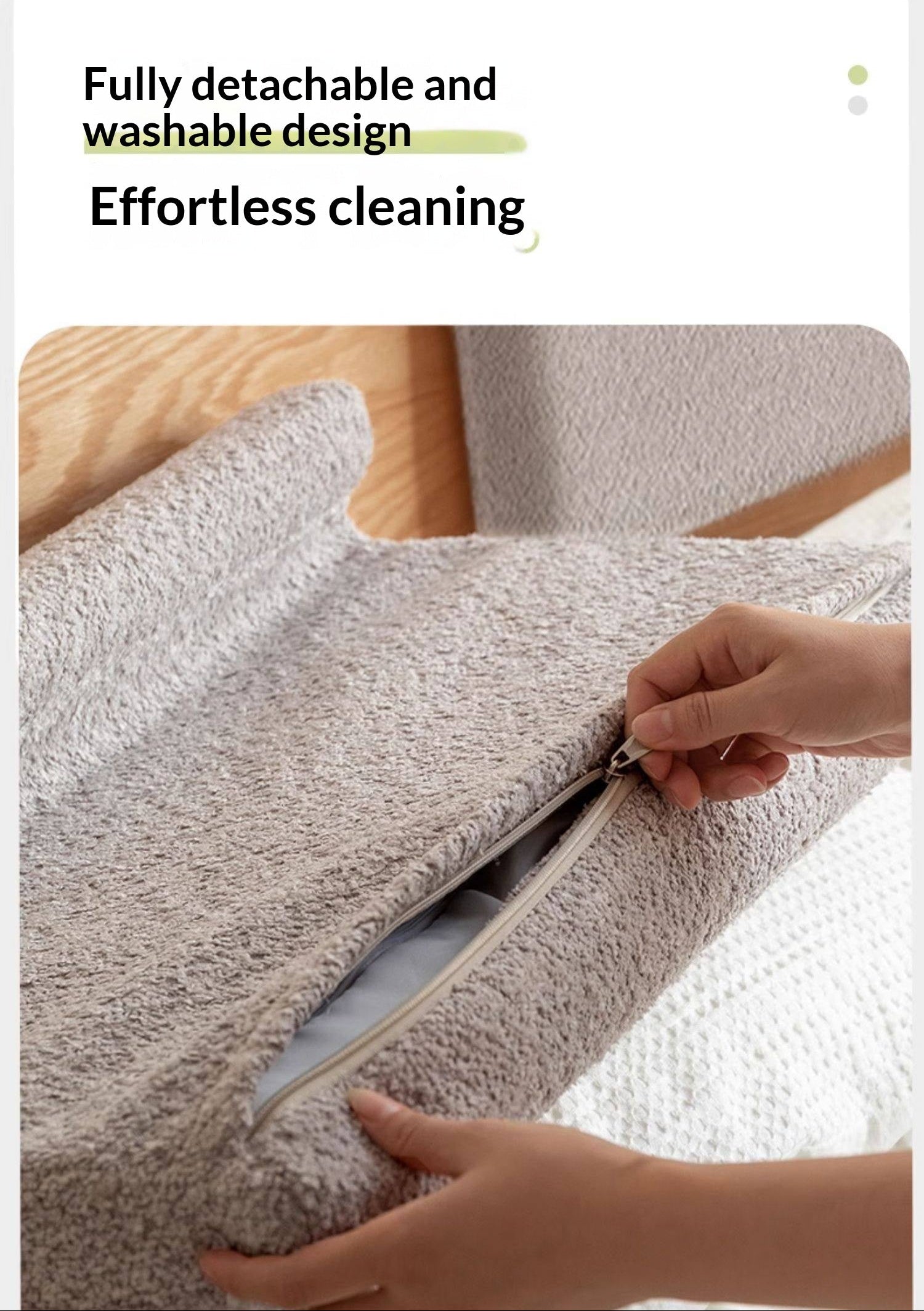 Lambswool Hanging Headboard Pillow in Creamy Style