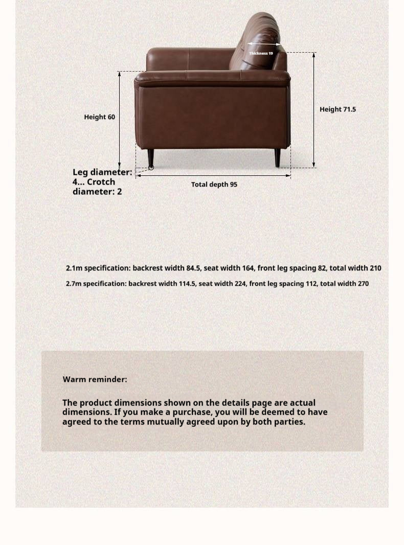 Genuine Leather Biscuit Tufted Leather Sofa with Track Arms