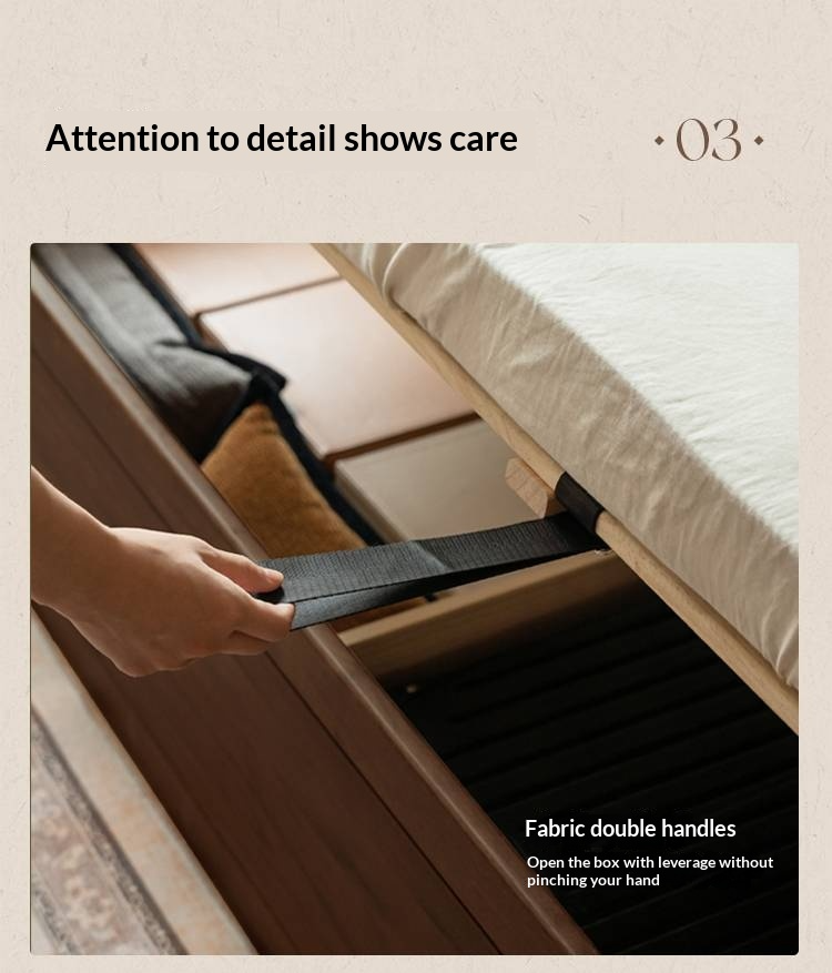 Black Walnut Solid Wood Italian Light Luxury Retro Storage Box Bed