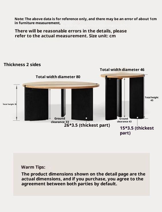 Ash Solid Wood Wabi Sabi Style Creative Coffee Table