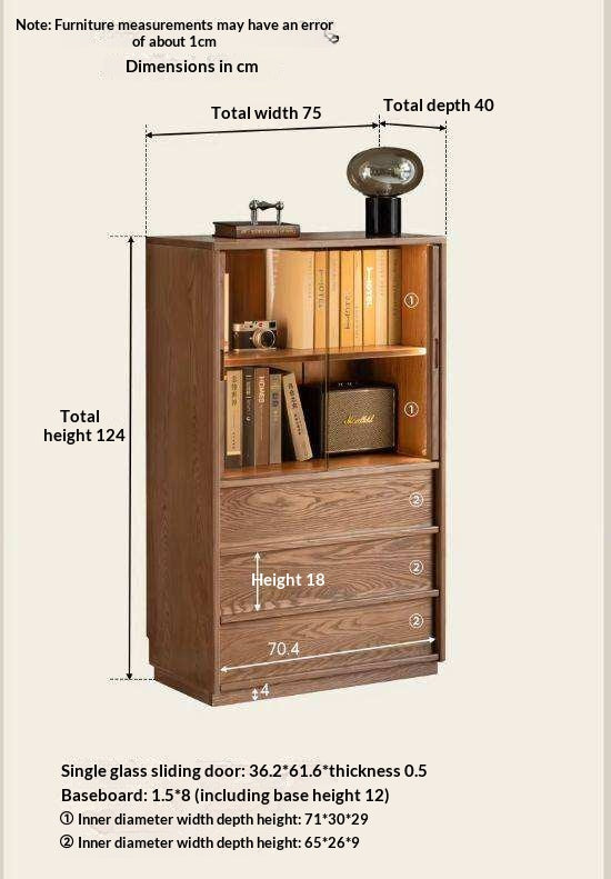 White Ash Solid Wood Side Cabinet with Italian Light Luxury Style